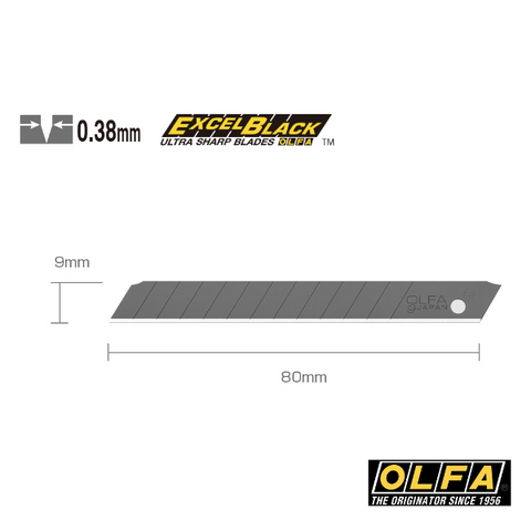 Lame Olfa ABB-50 da 9 mm Excel Black ultra (lame nere) - confezione da 50