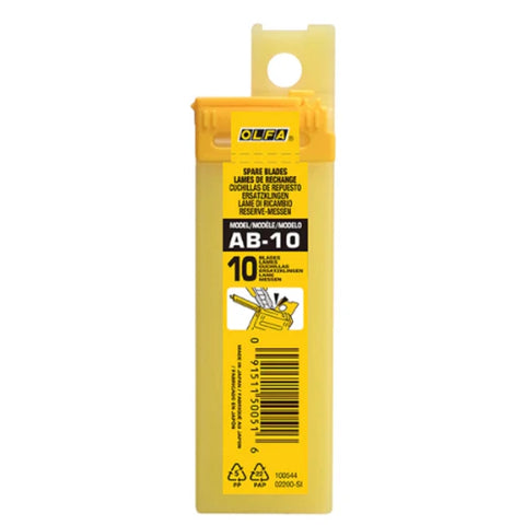 Lame di ricambio Olfa AB-10 da 9 mm (10 pezzi) - Confezione da 10 in scatola di plastica
