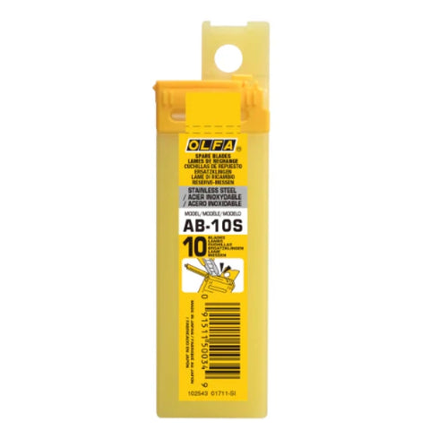 Olfa AB-10S (10 pezzi) - Lame in acciaio inossidabile - Lame a spezzare da 9 mm, in scatola di plastica